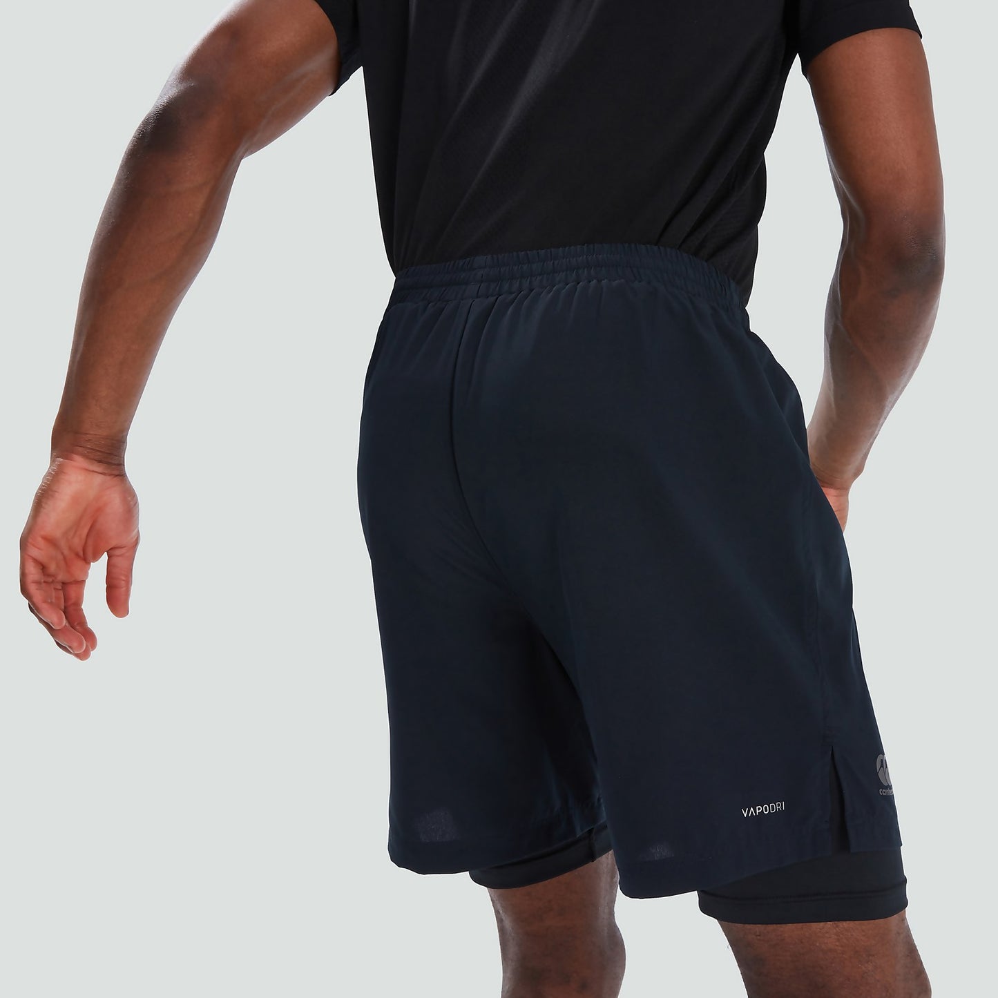 MENS CANTERBURY VAPODRI 2 IN 1 SHORT BLACK/GREY
