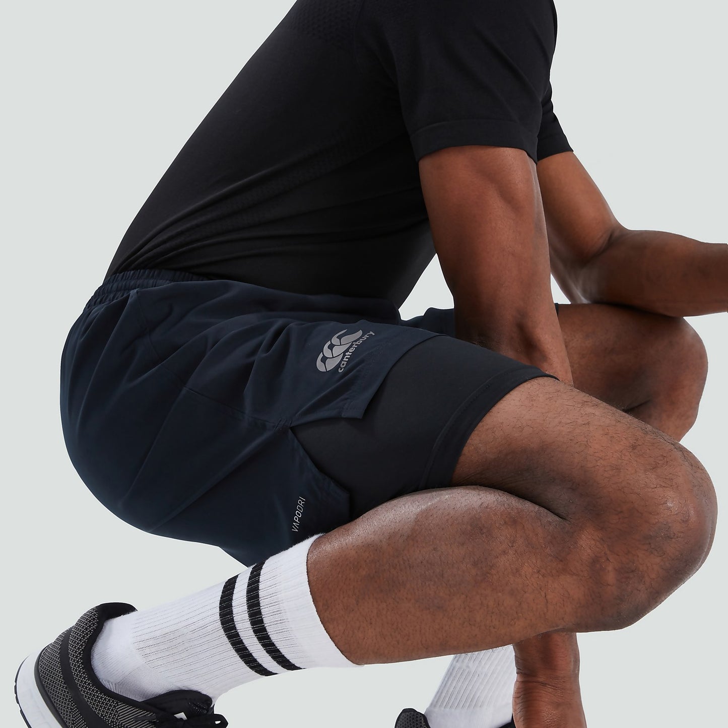 MENS CANTERBURY VAPODRI 2 IN 1 SHORT BLACK/GREY