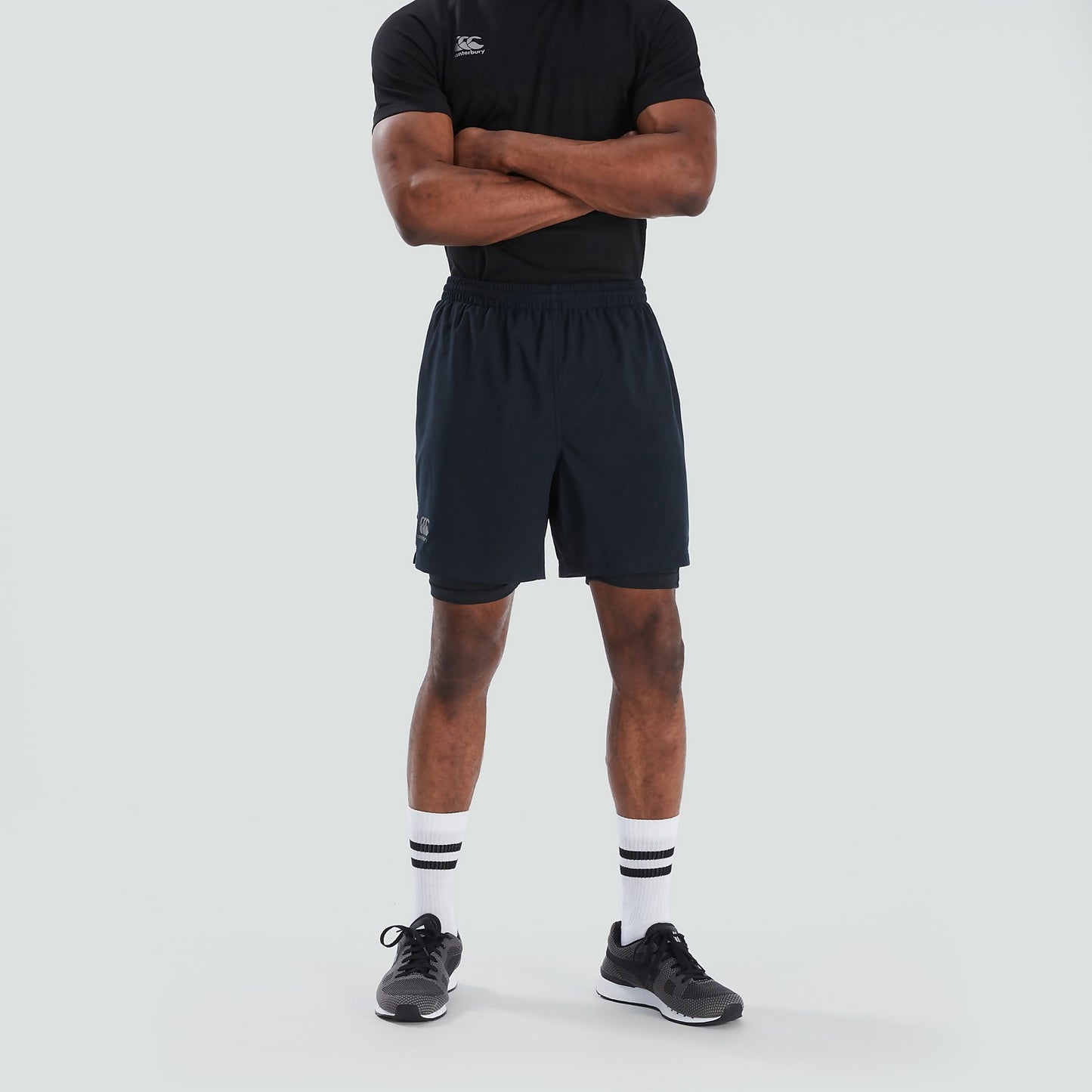 MENS CANTERBURY VAPODRI 2 IN 1 SHORT BLACK/GREY