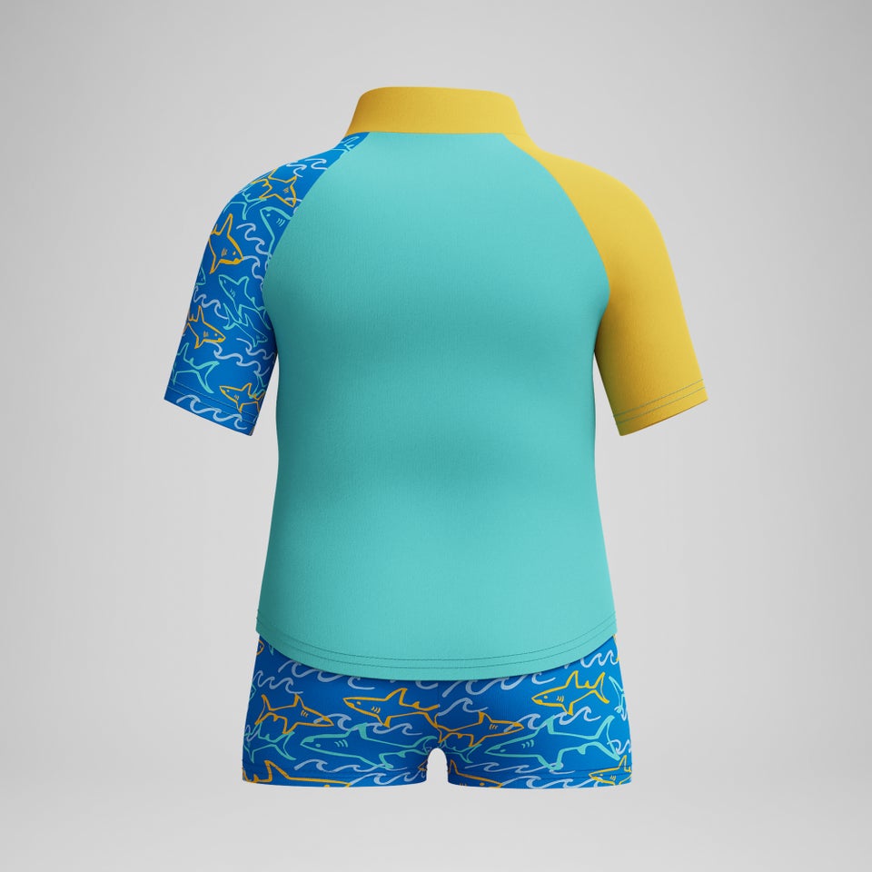 Infant Boys Learn to Swim Rashguard Set DIGI Blue/Yellow