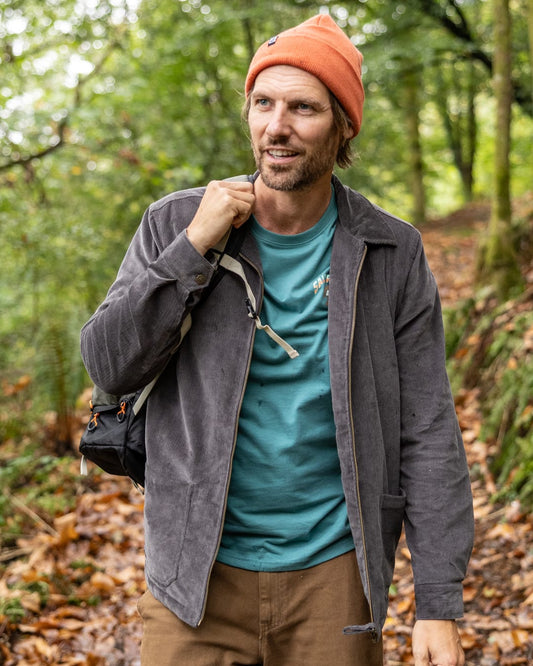 Xander Mens Corduroy Shacket In Dark Grey