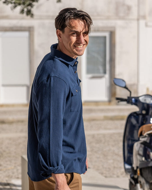 Penare 2 Mens Long Sleeve Shirt in Blue