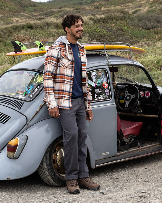 Beale - Mens Hooded Check Shirt - Orange