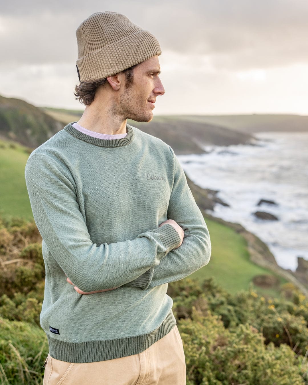 Callum Mens Knitted Jumper in Blue