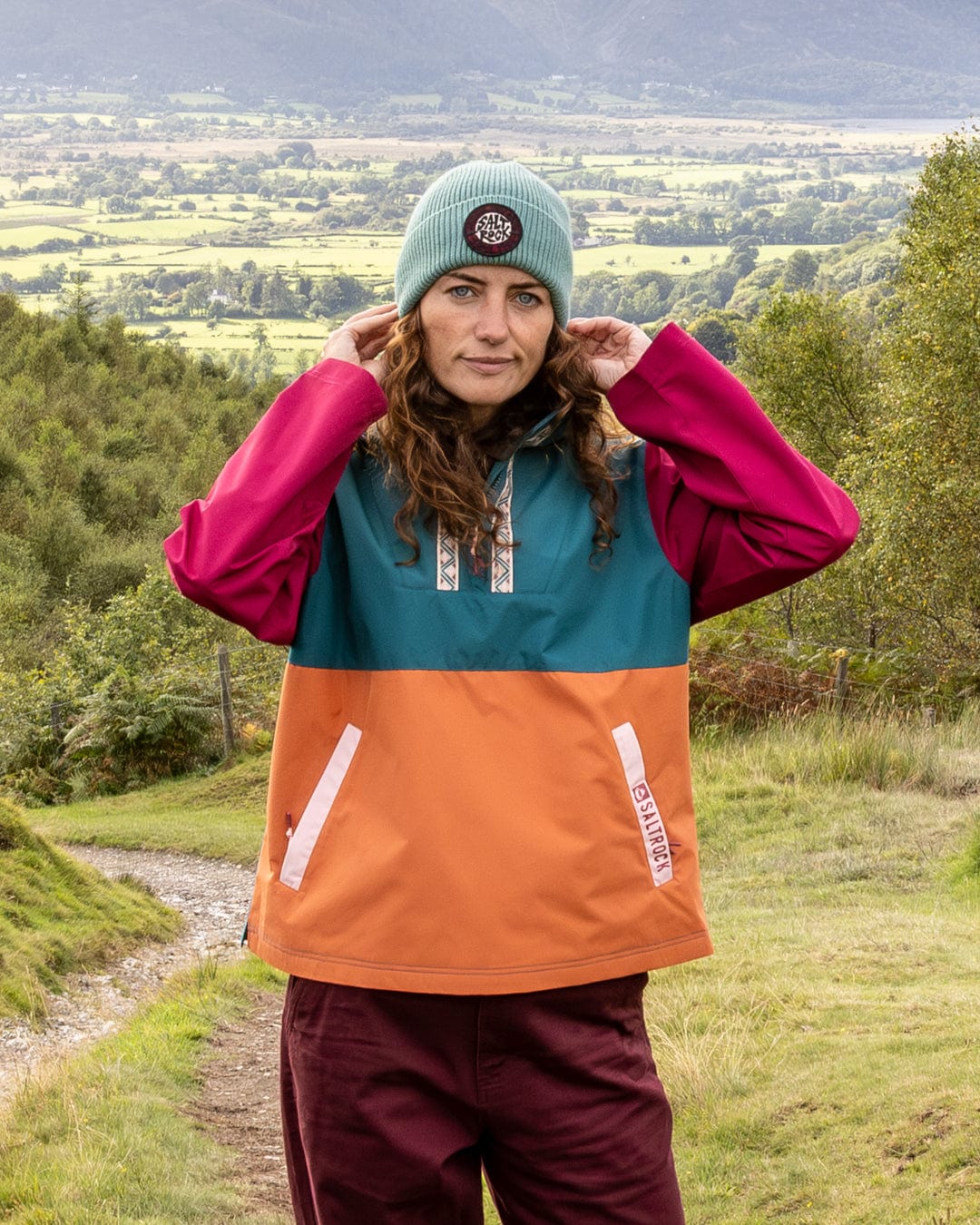 Drea - Womens Water Resistant Colour Block Jacket - Teal