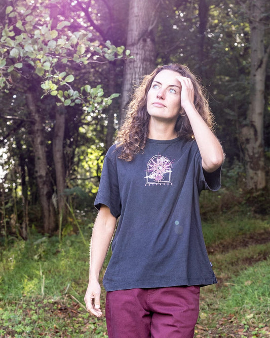 Eclipse Back - Womens Oversized Short Sleeve T-Shirt - Black