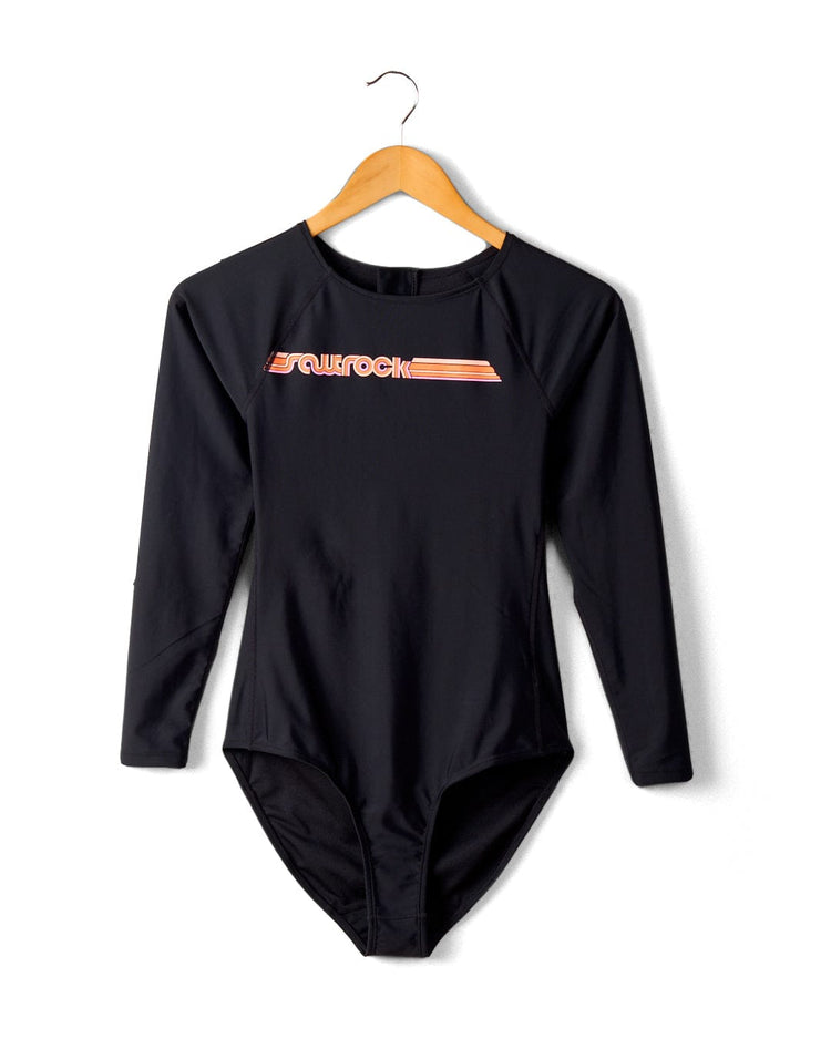 Cora Retro - Recycled Womens Long Sleeve Swimsuit - Dark Grey