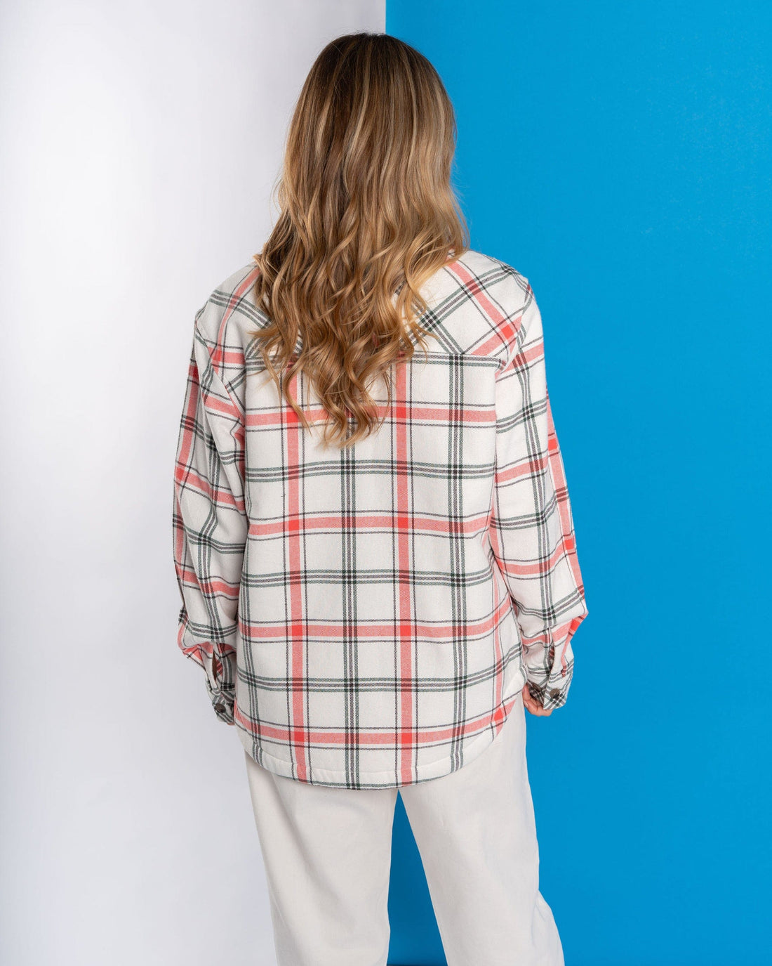 Stella - Womens Borg Lined Shacket - Cream