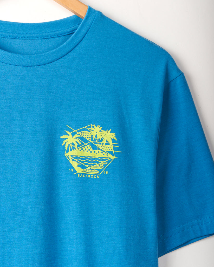 Geo Palms Solid Tee - Blue