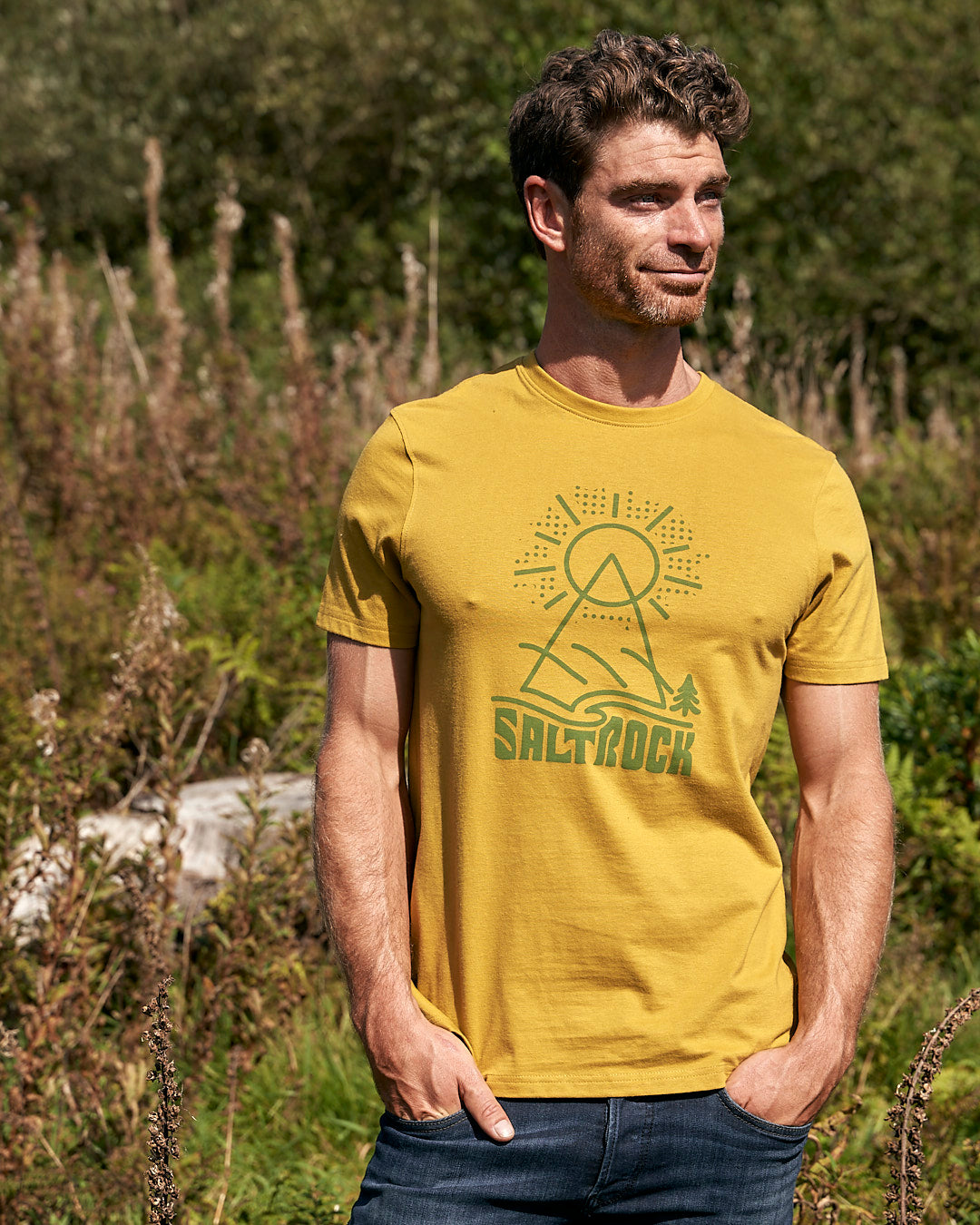 Geo Peak - Mens Short Sleeve T-Shirt - Yellow