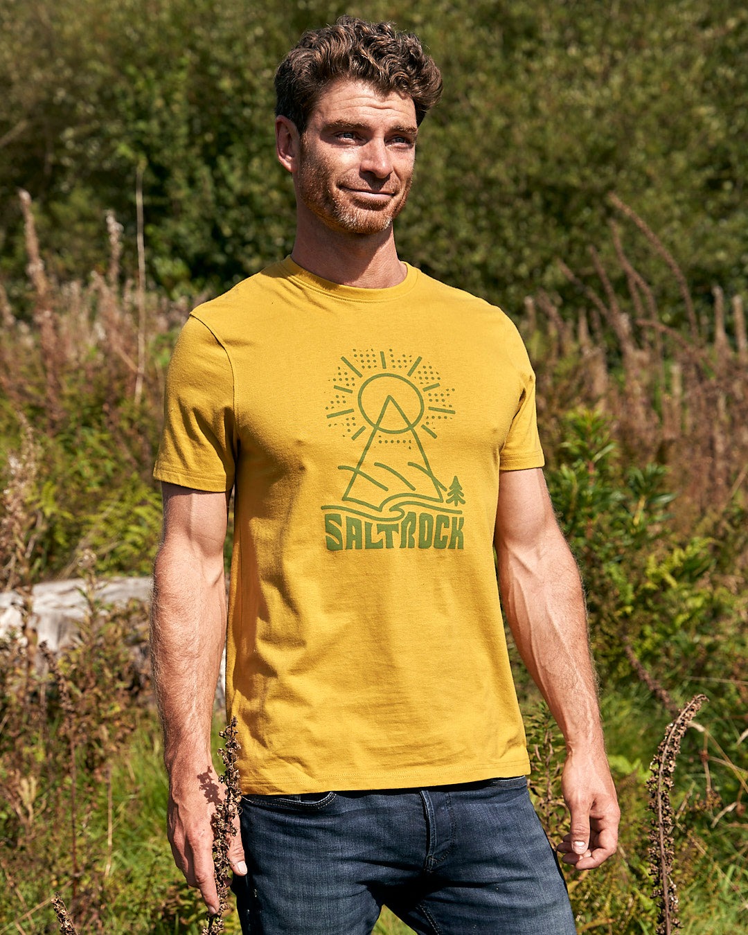 Geo Peak - Mens Short Sleeve T-Shirt - Yellow