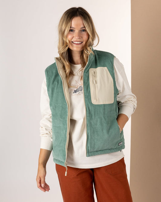 Myka -Womens Reversible Gilet - Blue/Cream