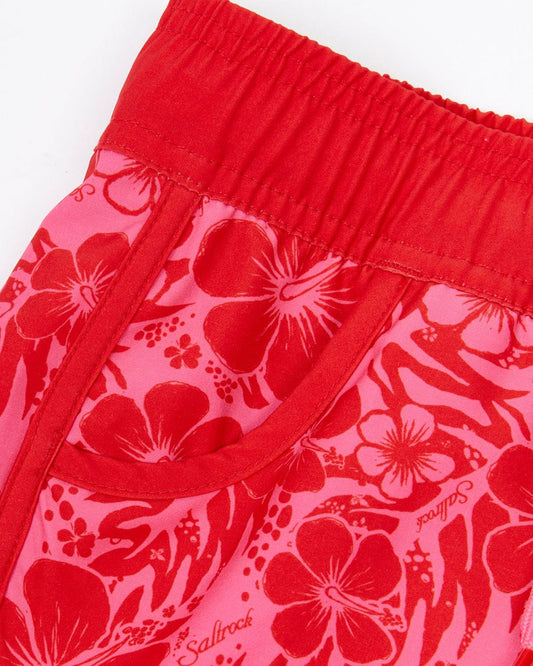 Hibiscus - Kids Boardshorts - Red/Pink