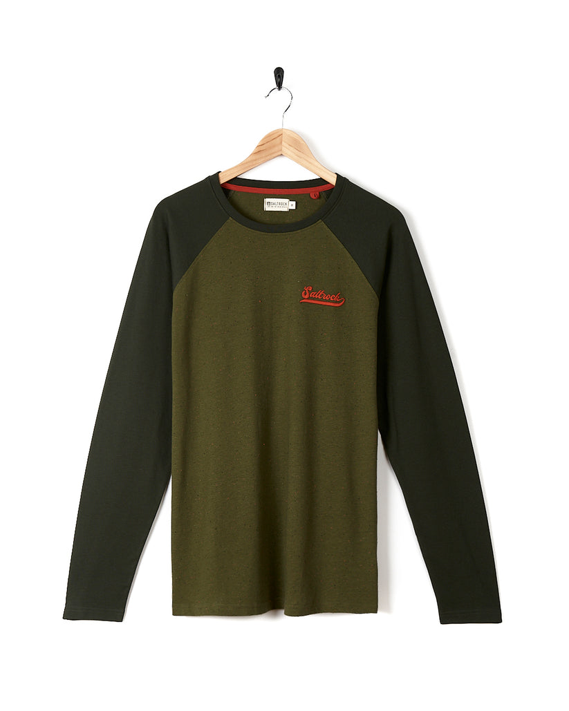Home Run Raglan - Mens Long Sleeve T-Shirt - Green