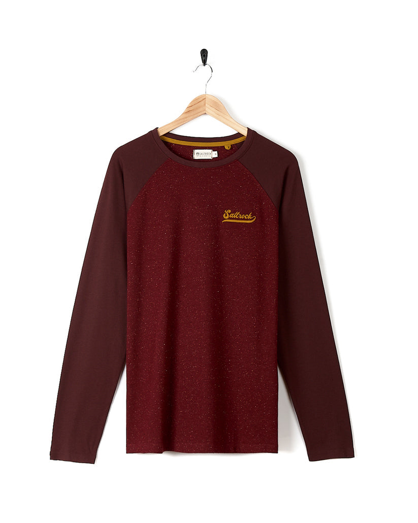 Home Run Raglan - Mens Long Sleeve T-Shirt - Red