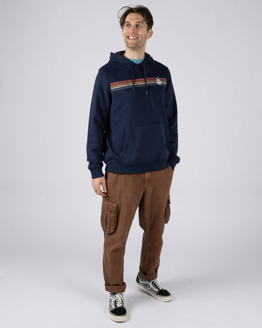 Tribal Stripe Mens Pop Hoodie in Blue