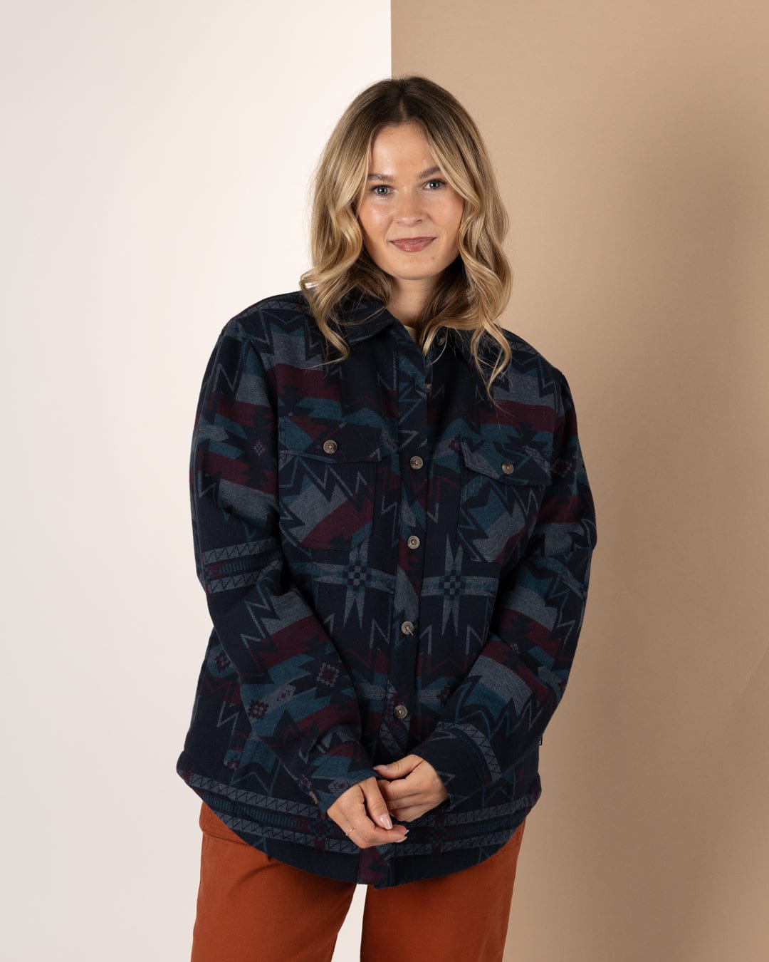 Stella Aztec - Womens Shacket - Blue