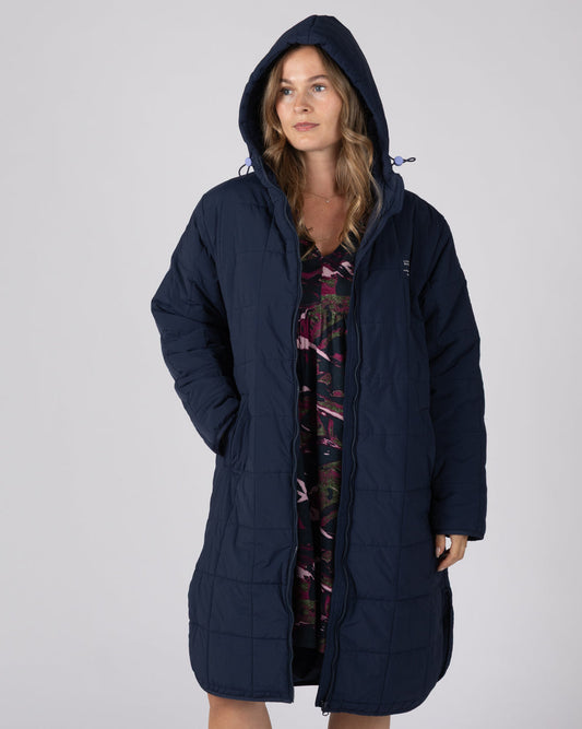 Montana Womens Long Water Resistant Coat in Blue