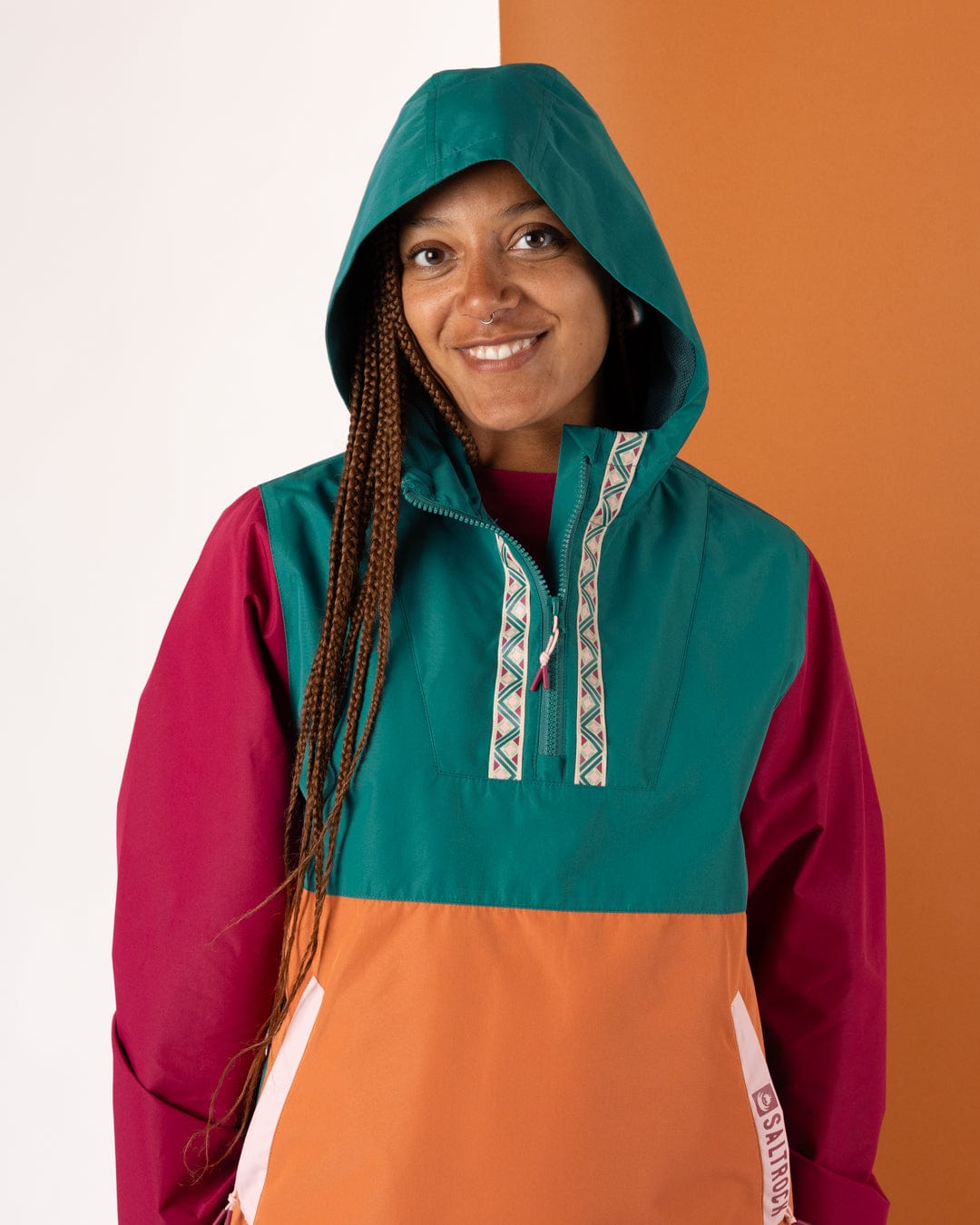 Drea - Womens Water Resistant Colour Block Jacket - Teal