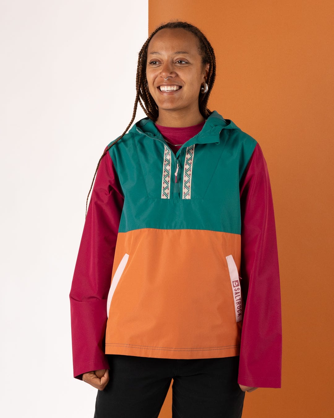 Drea - Womens Water Resistant Colour Block Jacket - Teal