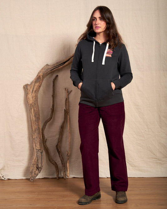 Live Slowly - Womens Recycled Zip Hoodie - Grey