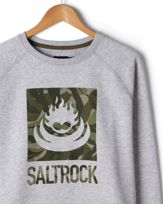 Camo Leaf Flame - Mens Sweat Shirt - Grey