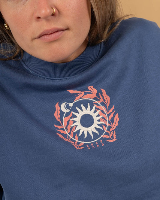 Shine - Womens Embroidered Sweat - Blue