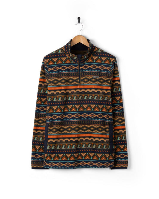 Treehouse - Mens 1/4 Neck Fleece - Orange/Green