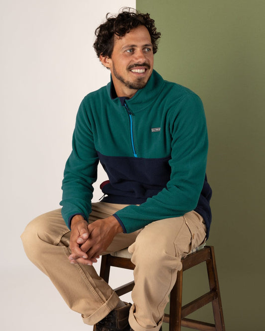 Theo Block - Mens Fleece - 1/4 Neck - Green/Blue
