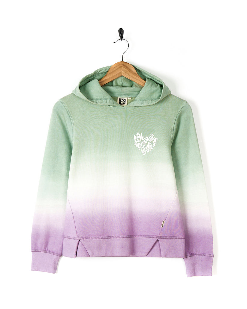 Nellie - Kids Dip Dye Pop Hoodie - Light Green