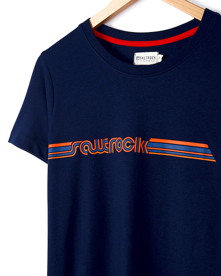 Retro Ribbon - Womens Short Sleeve T-Shirt - Dark Blue