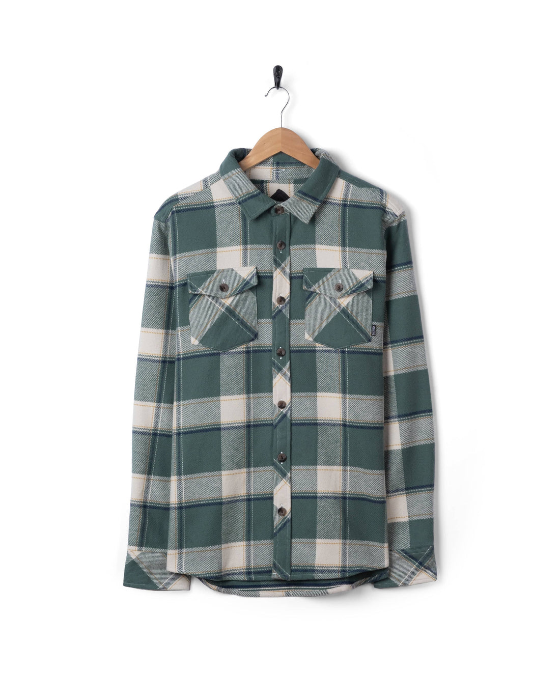 Strait Mens Hooded Flannel Shirt in Green