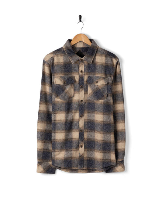 Wilfred - Mens Check Flannel Shirt - Cream/Grey