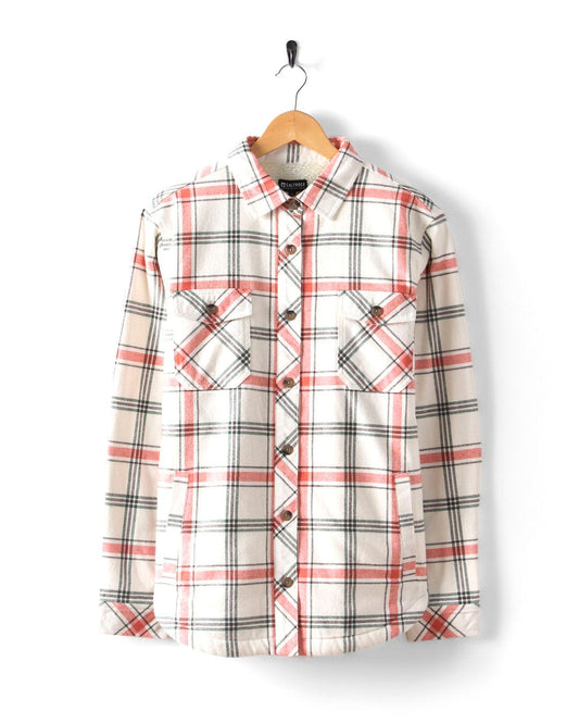 Stella - Womens Borg Lined Shacket - Cream