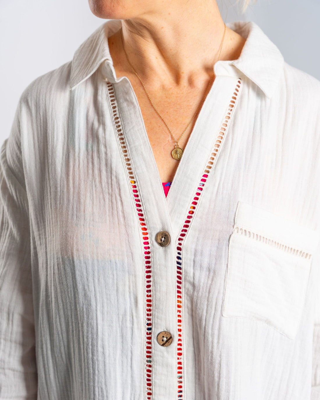 Calma - Womens Oversized Beach Shirt - Cream