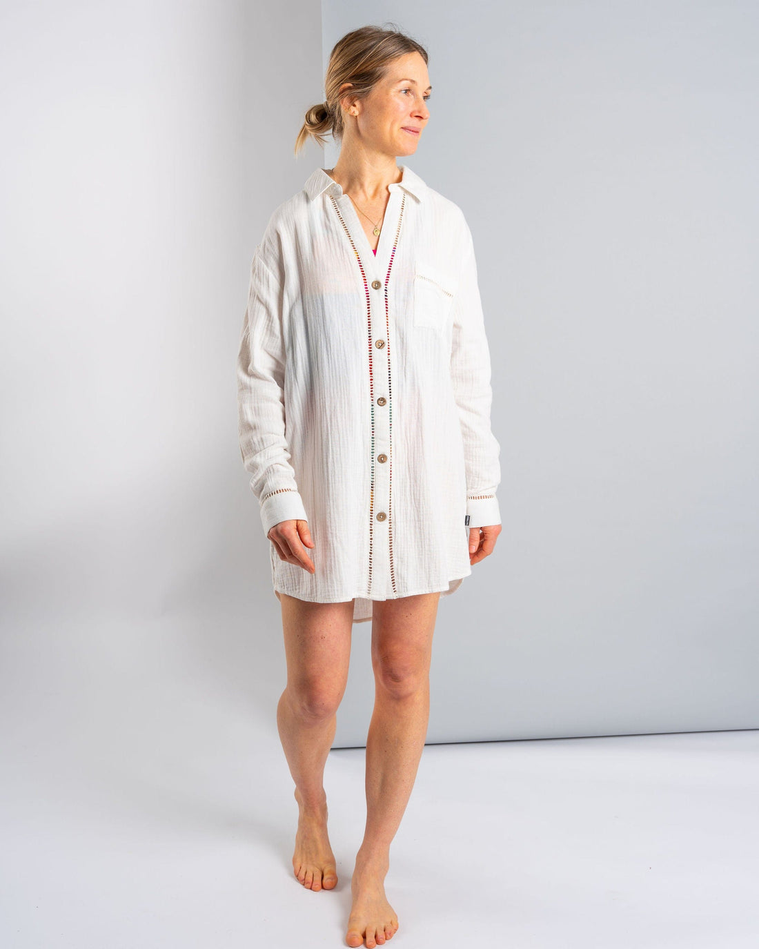 Calma - Womens Oversized Beach Shirt - Cream