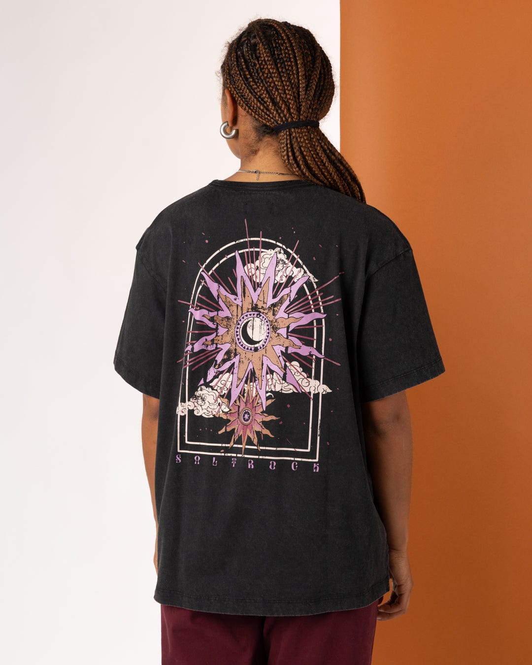 Eclipse Back - Womens Oversized Short Sleeve T-Shirt - Black