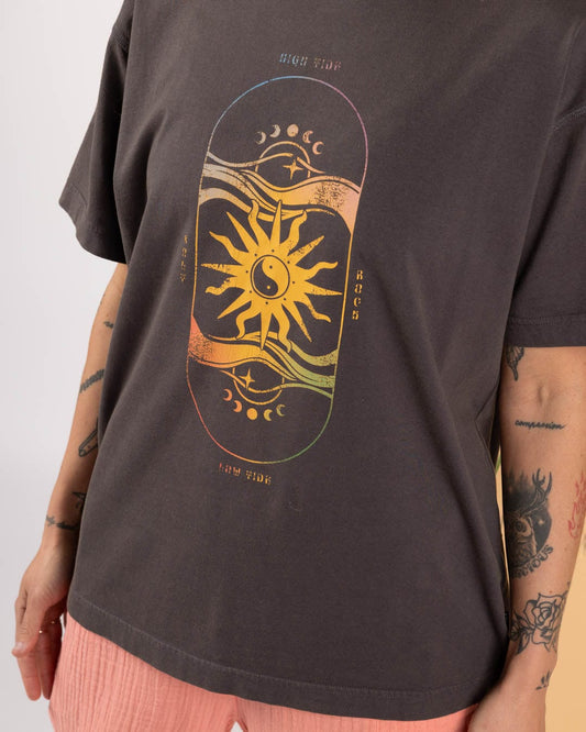 Summer Solstice - Womens Oversized Short Sleeve T-Shirt - Dark Grey