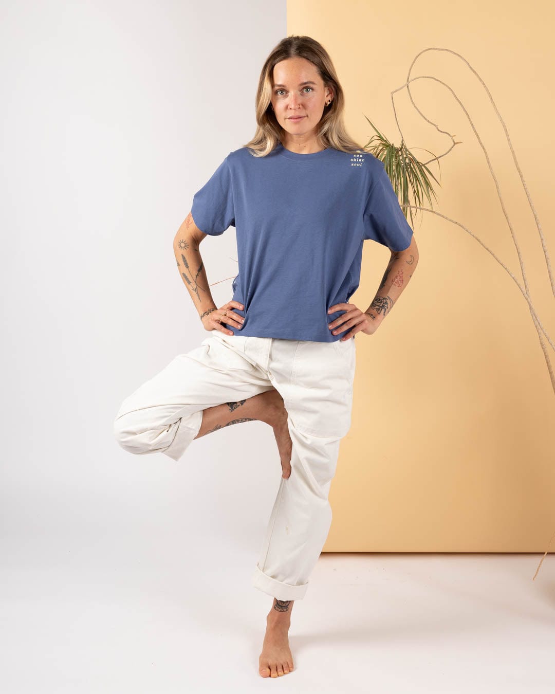 Sunshine Soul - Womens Short Sleeve Boxy T-Shirt - Blue