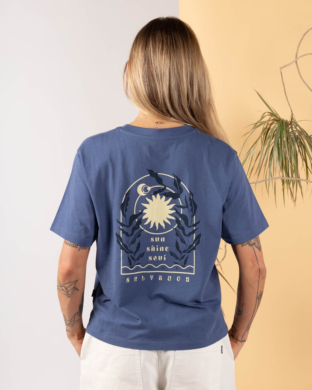 Sunshine Soul - Womens Short Sleeve Boxy T-Shirt - Blue
