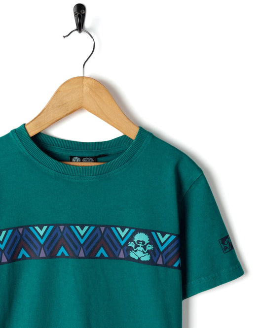 Treehouse Stripe - Kids Short Sleeve T-Shirt - Teal