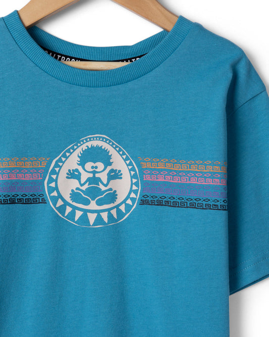 Origin Stripe Kids Short Sleeve T-Shirt in Bright Blue