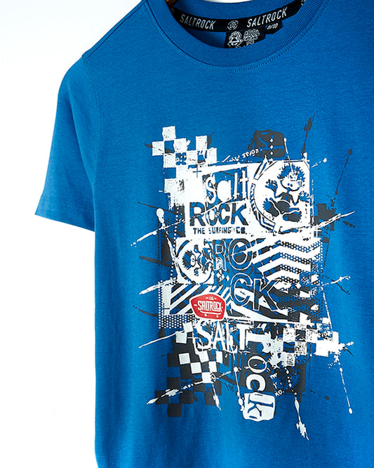Warp Mashup - Boys Short Sleeve T-Shirt - Blue