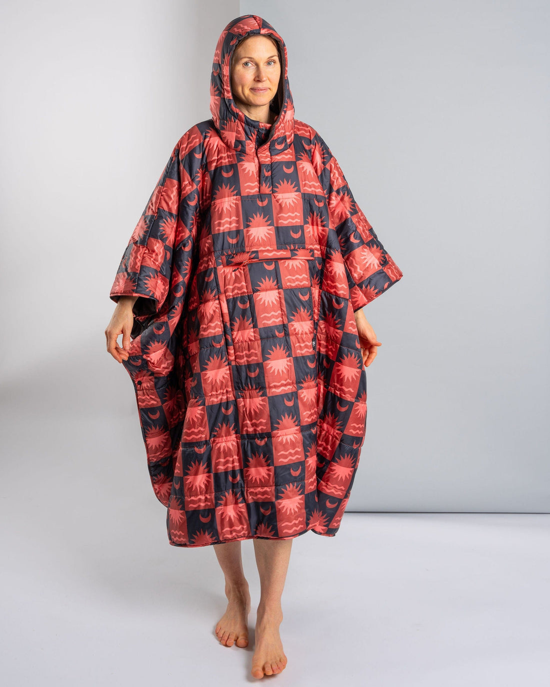 Equinox - Recycled Reversible Poncho - Orange/Grey