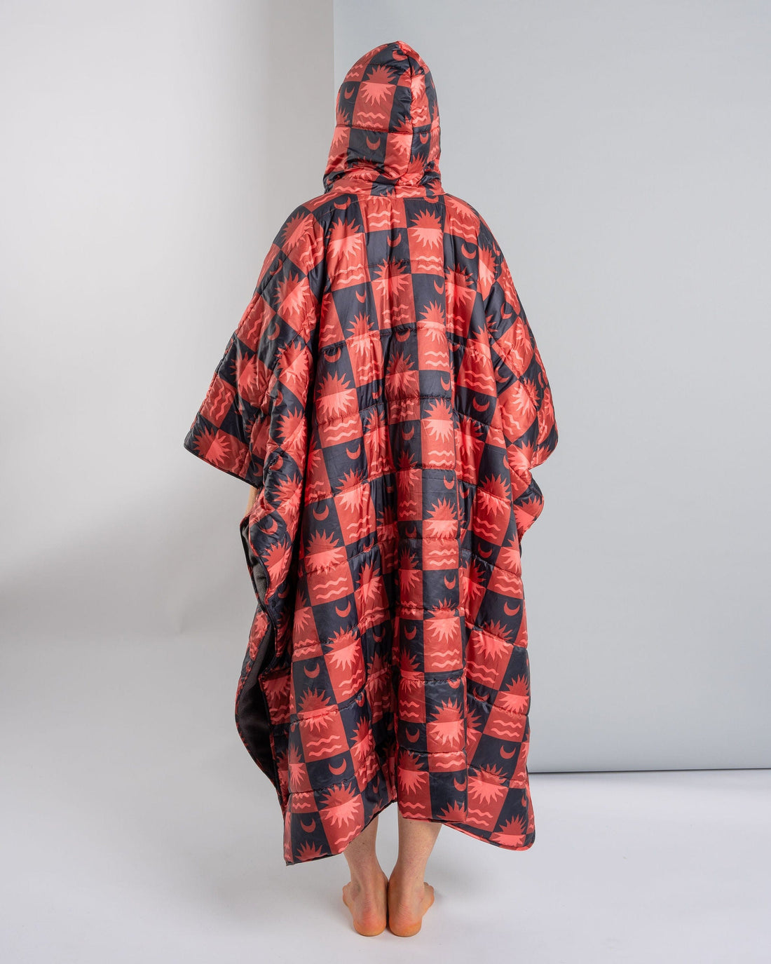 Equinox - Recycled Reversible Poncho - Orange/Grey