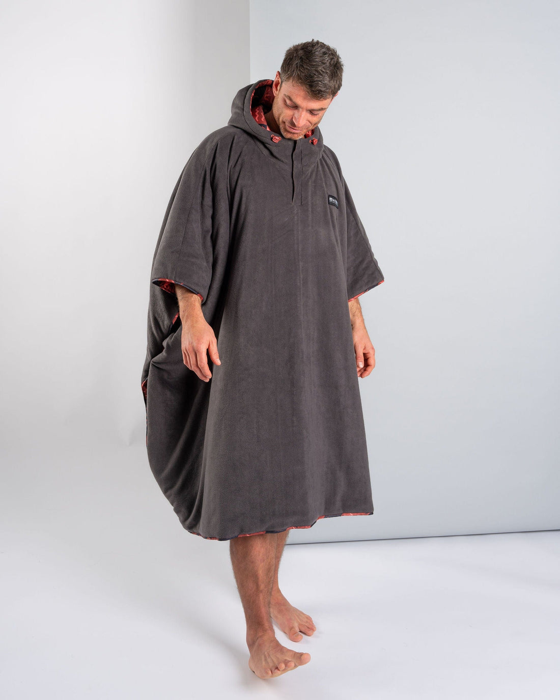 Equinox - Recycled Reversible Poncho - Orange/Grey