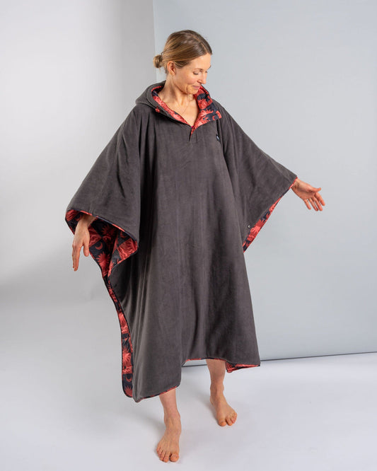 Equinox - Recycled Reversible Poncho - Orange/Grey