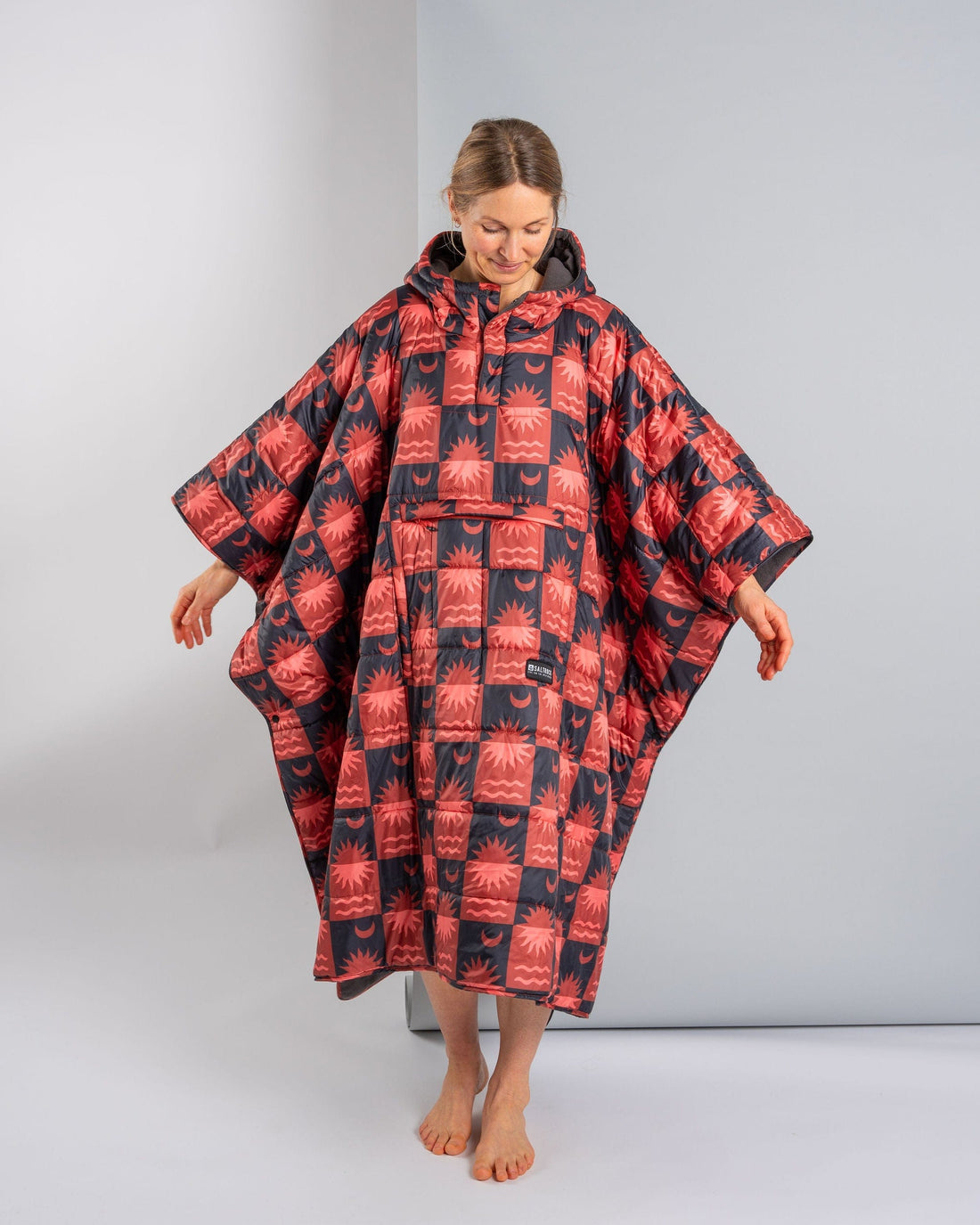 Equinox - Recycled Reversible Poncho - Orange/Grey