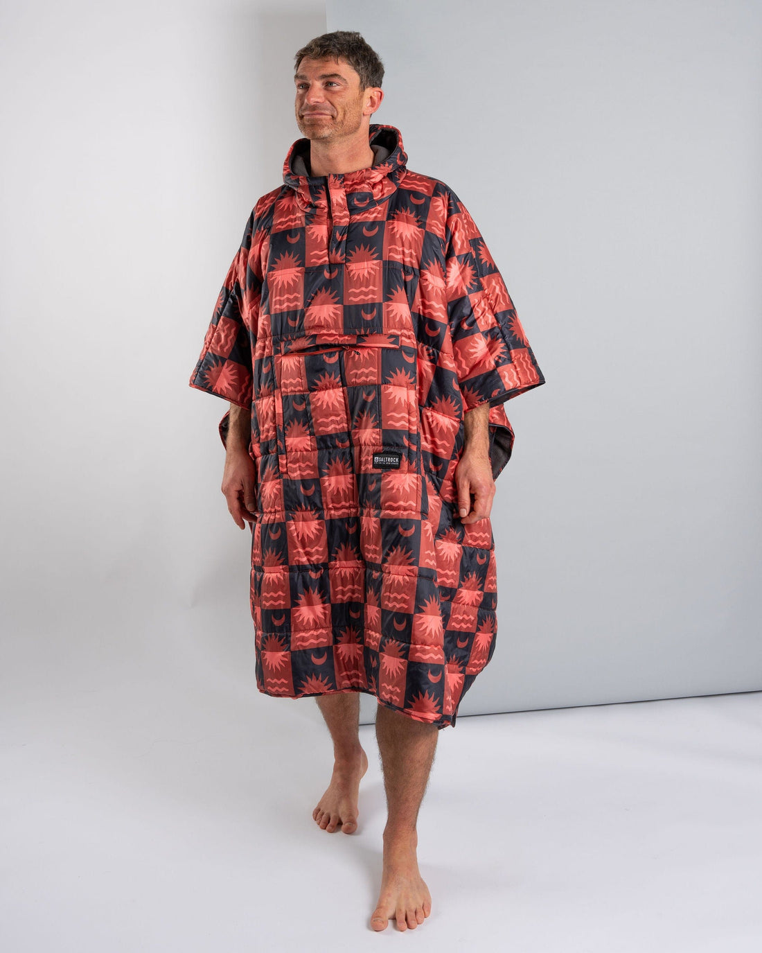 Equinox - Recycled Reversible Poncho - Orange/Grey