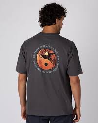 Yin Yang Wave Mens Oversized T-Shirt In Dark Grey